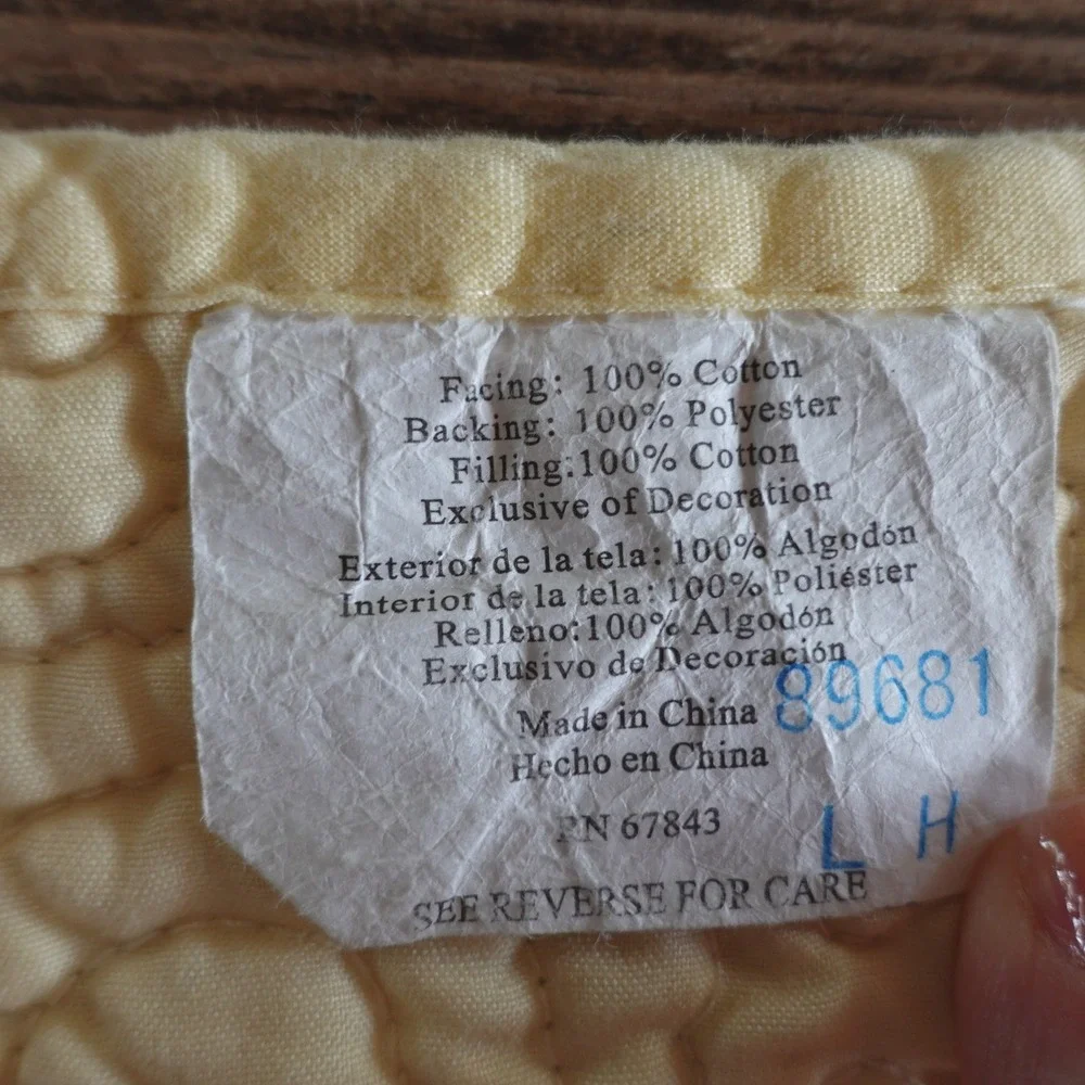 Shabby Botanical Cotton Quilt Yellow Cottagecore Country Floral Fern Boho 64x86